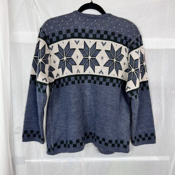 Vintage 70's Tally Ho acrlyic fair isle knit button front cardigan MD nordic - Picture 5 of 7